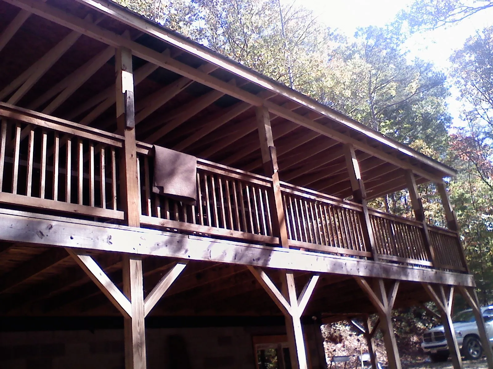 Timber framing under a new elevated porch and deck — Roof Leak Repair in Saint Joe by Roofing Brothers
